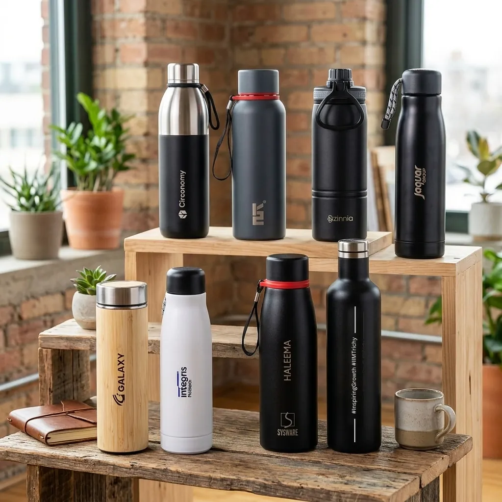 Branded reusable bottles and drinkware for corporate merchandise