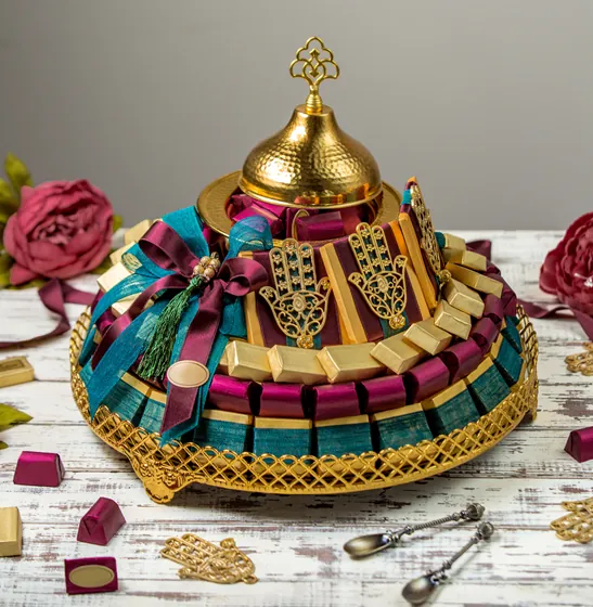 Decorative premium Eid hamper with chocolates and festive ornaments