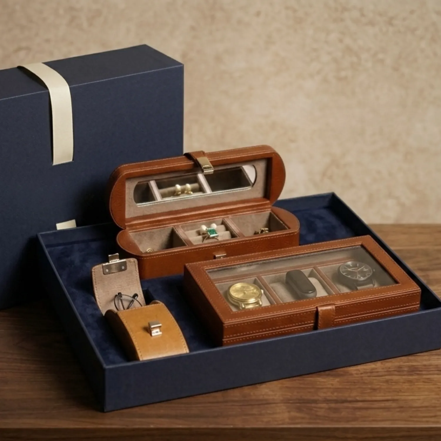 Luxury leather organiser and accessories gift set