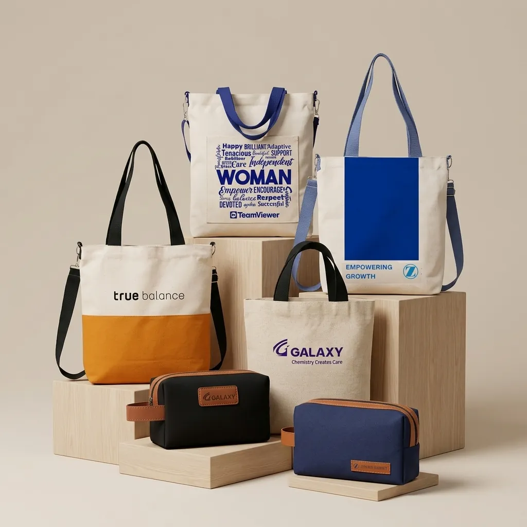 Branded canvas tote bags and pouches