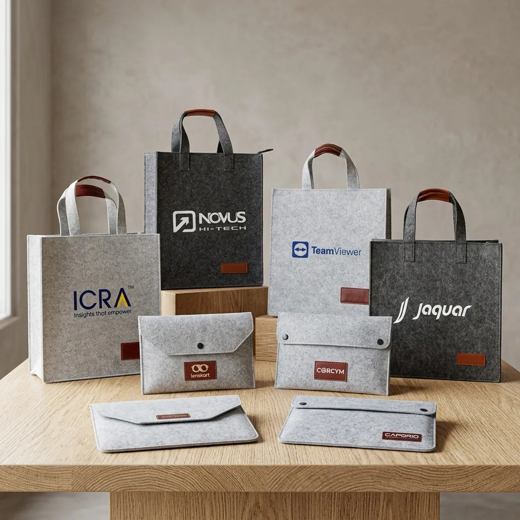 Branded felt bags and document sleeves